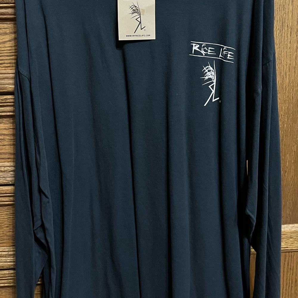 Rice Life mens 2XLarge navy NWT long sleeve tshirt, Comfort colors, smoke free